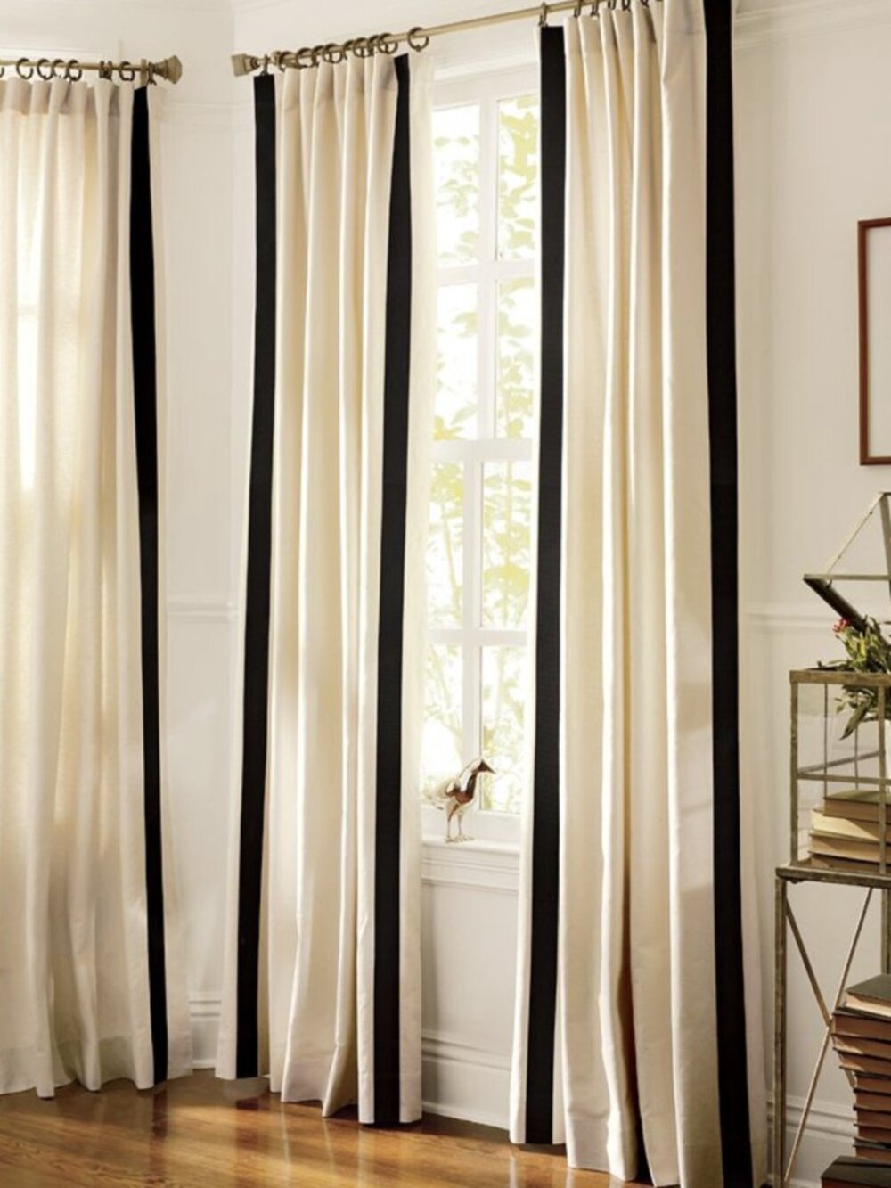 Four Pottery Barn Ribbon Edge Curtain/Drape Panels Rideau 50x84 Pole Top
